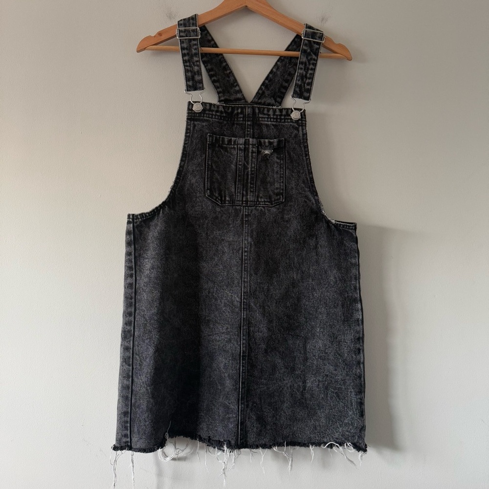 Wild Fable Black Denim Bib Dress Size M Grunge Punk 90s Retro Emo Y2K Distressed